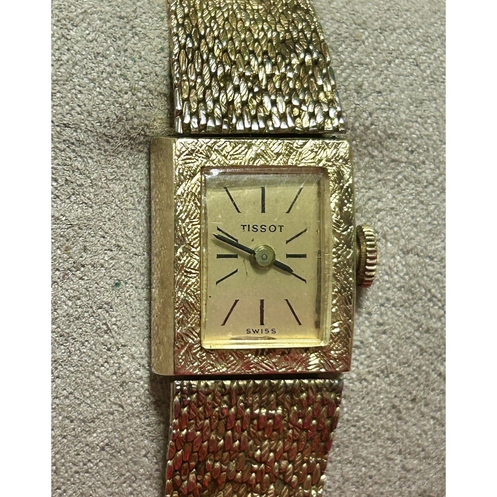 Vintage Tissot 10Kt RGP Bezel Tank Style TH-1282 1330829 READ - Picture 3 of 16